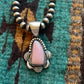Navajo Pink Conch & Sterling Silver Pendant Signed