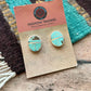 Navajo Number 8 Turquoise Inlay & Sterling Silver Post Earrings Signed