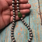 Navajo Sterling Silver Pearl 8mm Beaded Necklace With Turquoise Stone 18INCH