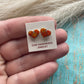 Zuni Sterling Silver & Orange Opal Inlay Heart Stud Earrings
