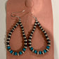 Stunning Navajo Turquoise & Sterling Silver Navajo Pearl Dangle Hoop Earrings