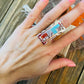 Navajo Sterling Silver & Multi Stone Inlay Ring Size 7.75