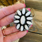 Navajo Sterling Silver And White Buffalo Cluster Adjustable Ring