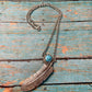 Navajo Sterling Silver And Turquoise Feather Necklace Signed And Stamped