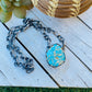 Navajo Handmade Number 8 Turquoise & Sterling Silver Necklace Signed