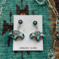 Zuni Sterling Silver & Turquoise Floral Necklace Earrings Set Signed