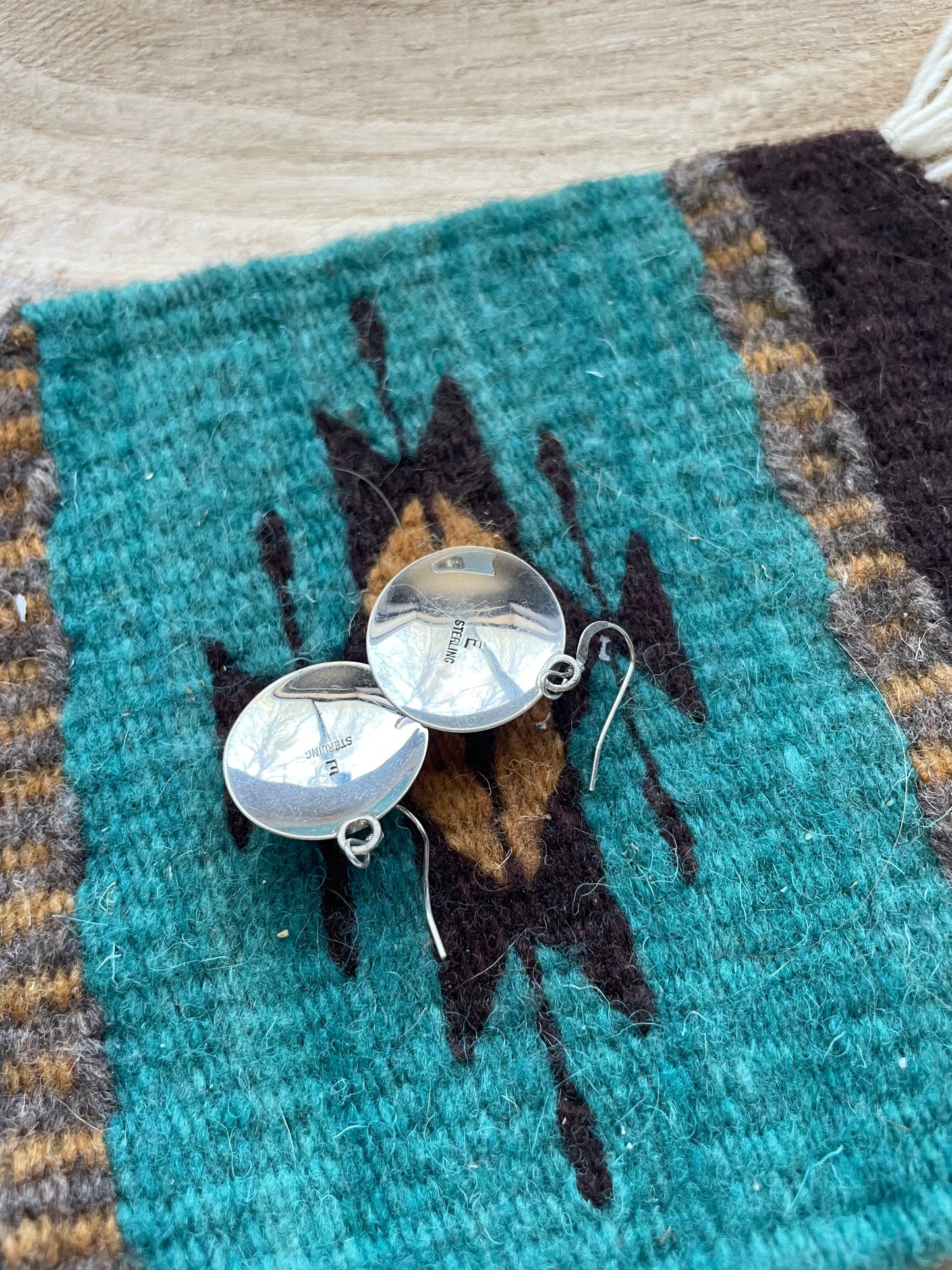 Navajo Kingman Web Turquoise & Sterling Silver Dangle Earrings