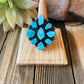 Navajo Kingman Turquoise & Sterling Silver Cluster Ring Size 8.5