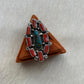 Navajo Coral, Turquoise & Sterling Silver Cluster Ring Size 9 Signed