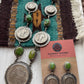 Navajo P Skeets Turquoise & Sterling Silver Liberty Coin Necklace Earrings Set Signed