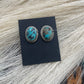 Navajo Sterling Silver & Turquoise Stud Earrings Signed M Silversmith