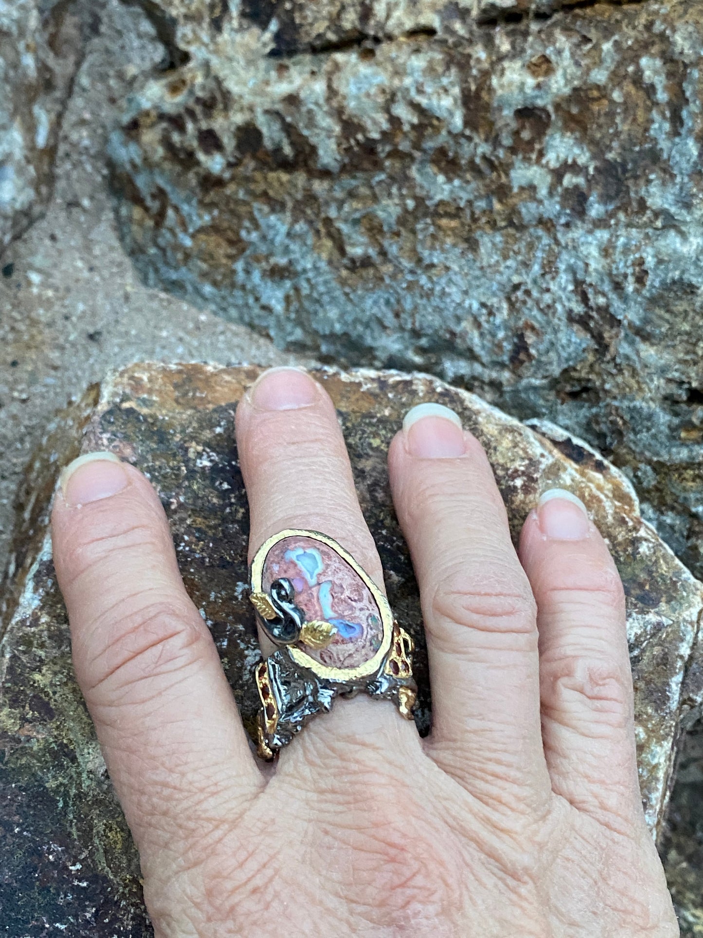 Fire Opal Orange Sapphire & Silver Ring