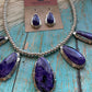 Navajo Charorite And Sterling Silver Necklace & Earring Set Signed