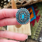 Zuni Sterling Silver & Turquoise Needlepoint Cluster Ring Signed