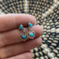 Zuni Sterling Silver & Turquoise Dangle Heart Earrings
