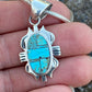 Turquoise & Sterling Silver Jagged Oval Pendant