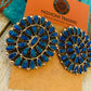 Navajo Sterling Silver & Blue Opal Cluster Post Earrings Signed