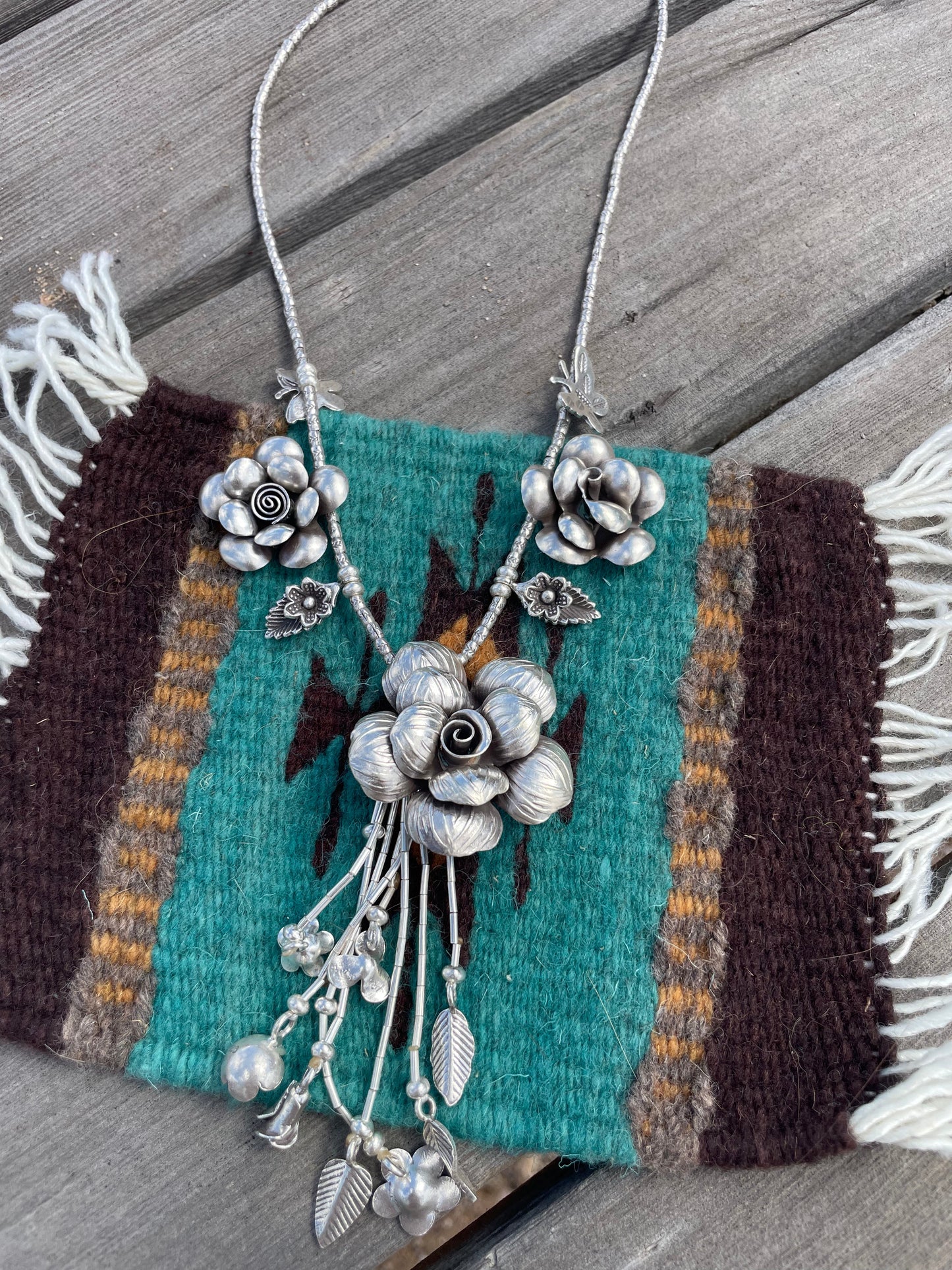 Handmade Sterling Silver Flower Necklace