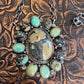 Navajo Royston & Calico Turquoise & Sterling Silver Cluster Necklace Signed & Stamped