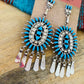 Zuni Sterling Silver & Turquoise Cluster Dangle Earrings