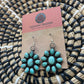 Navajo Sterling Silver & Turquoise Cluster Dangle Earrings Signed