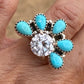 Kingman Turquoise & Sterling Silver Diamond Wrap Ring