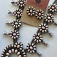 Navajo Sterling Silver & Pink Conch Squash Blossom Necklace Earring Set Signed