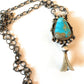 Navajo Sterling Silver & Kingman Turquoise Blossom Necklace Signed
