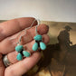 Navajo Turquoise And Sterling Silver 3 Stone Dangle Earrings Signed