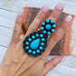 Navajo Sleeping Beauty Turquoise & Sterling Silver Statement Ring Size 9.5