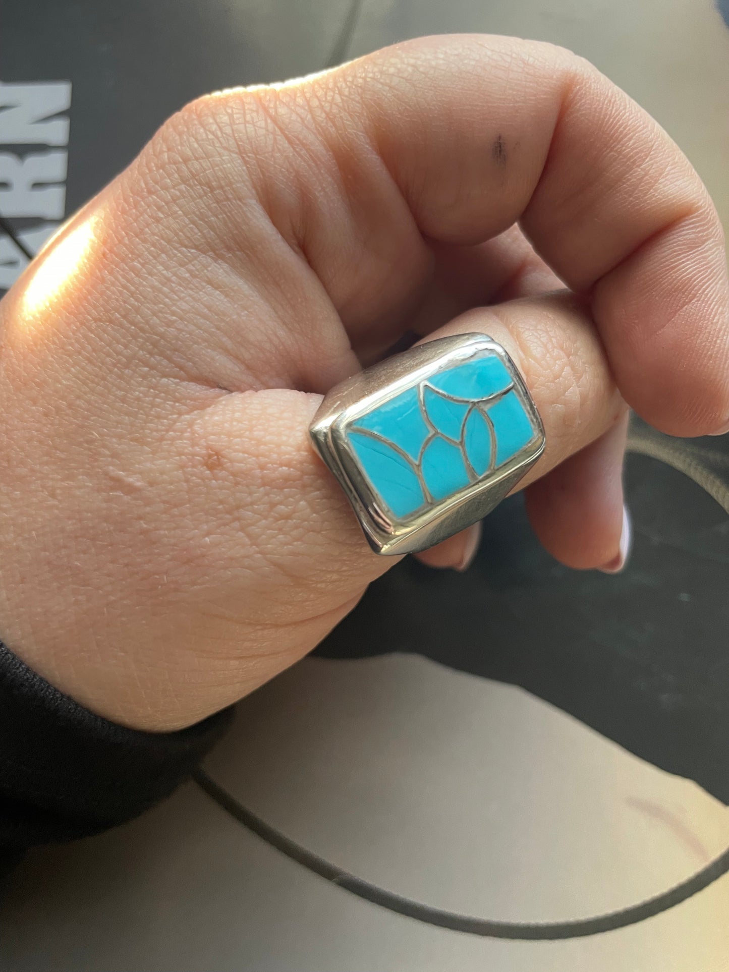 Navajo Sterling Silver & Turquoise Inlay Ring