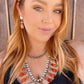 Navajo Orange Spiny And Sterling Silver Squash Blossom Necklace Earrings Set By Selina Warner