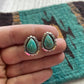 Beautiful Navajo Turquoise And Sterling Silver Teardrop Post Earrings