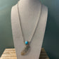 Navajo Sterling Silver And Turquoise Feather Necklace Signed And Stamped