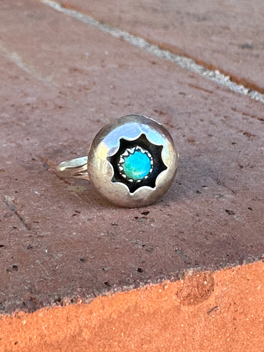 Beautiful Sterling Silver Shadowbox   Kingman Turquoise Ring