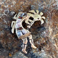 Navajo Onyx, Purple Spiny and Fire Opal  Sterling Silver Kokopelli Pin Pendant