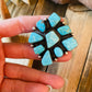 Navajo Kingman Turquoise & Sterling Silver Cluster Ring Size 9