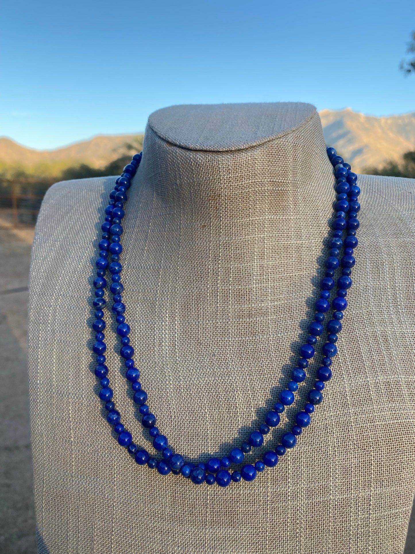 Navajo Hand Strung Natural Lapis beaded necklaces