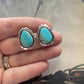 Navajo Turquoise And Sterling Silver Post Triangle Earrings Signed