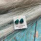 Zuni Sterling Silver & Green Opal Inlay Heart Stud Earrings