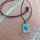 Handmade German Silver & Turquoise Leather Necklace