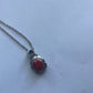 Navajo Natural Red Coral & Sterling Silver Pendant Signed