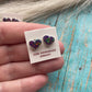 Zuni Sterling Silver & Purple Opal Inlay Heart Stud Earrings