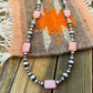 Navajo Sterling Silver Pearl & Pink triangle Opal Beaded Necklace 18 inch