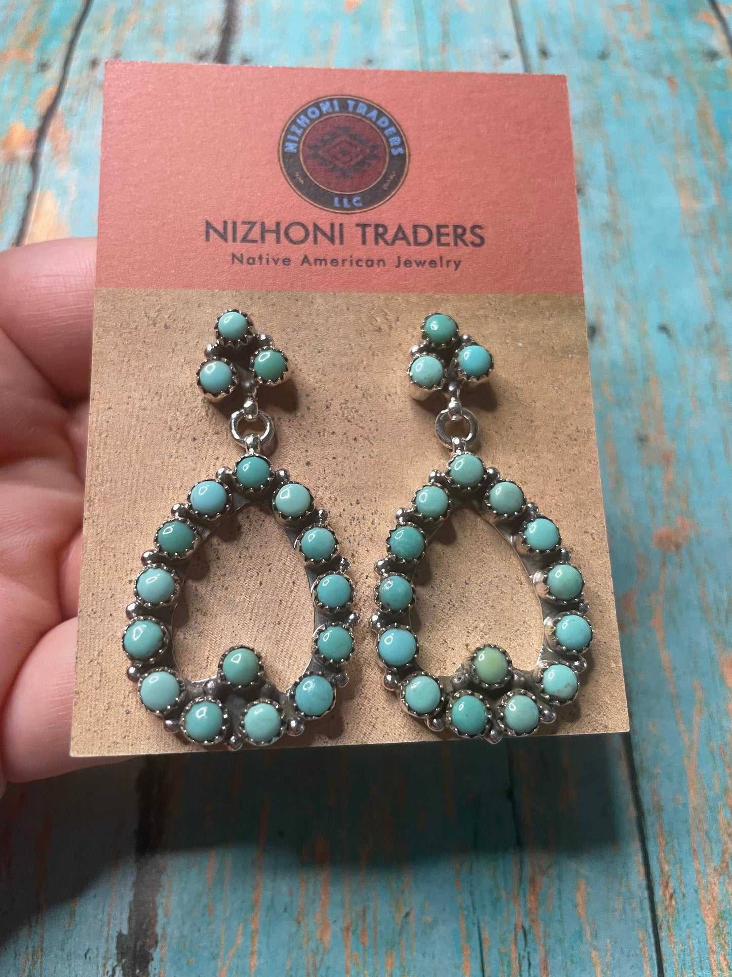Handmade Turquoise And Sterling Silver Dangle Earrings Signed Nizhoni