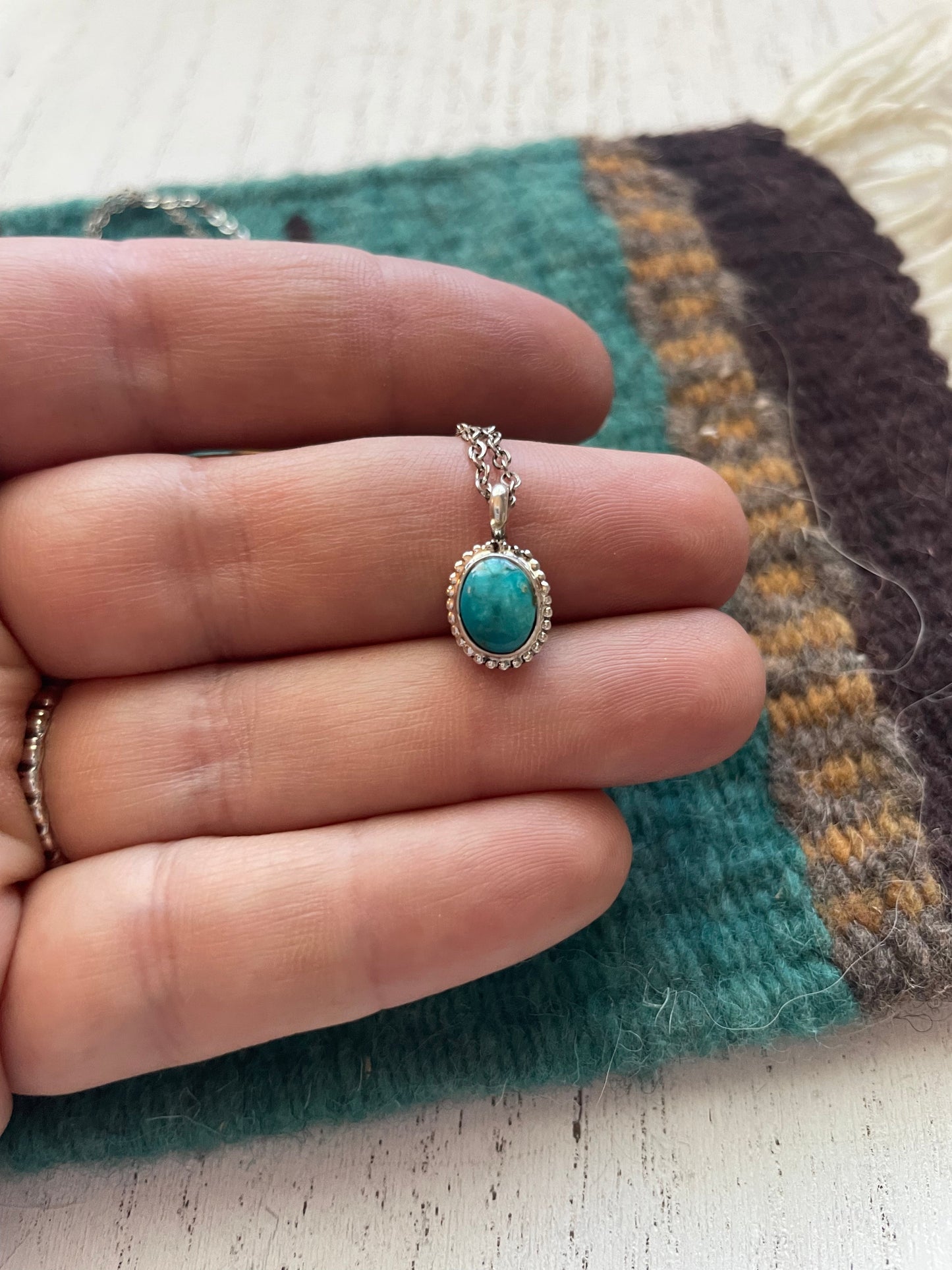 Navajo Sterling Silver Turquoise Mini Pendant