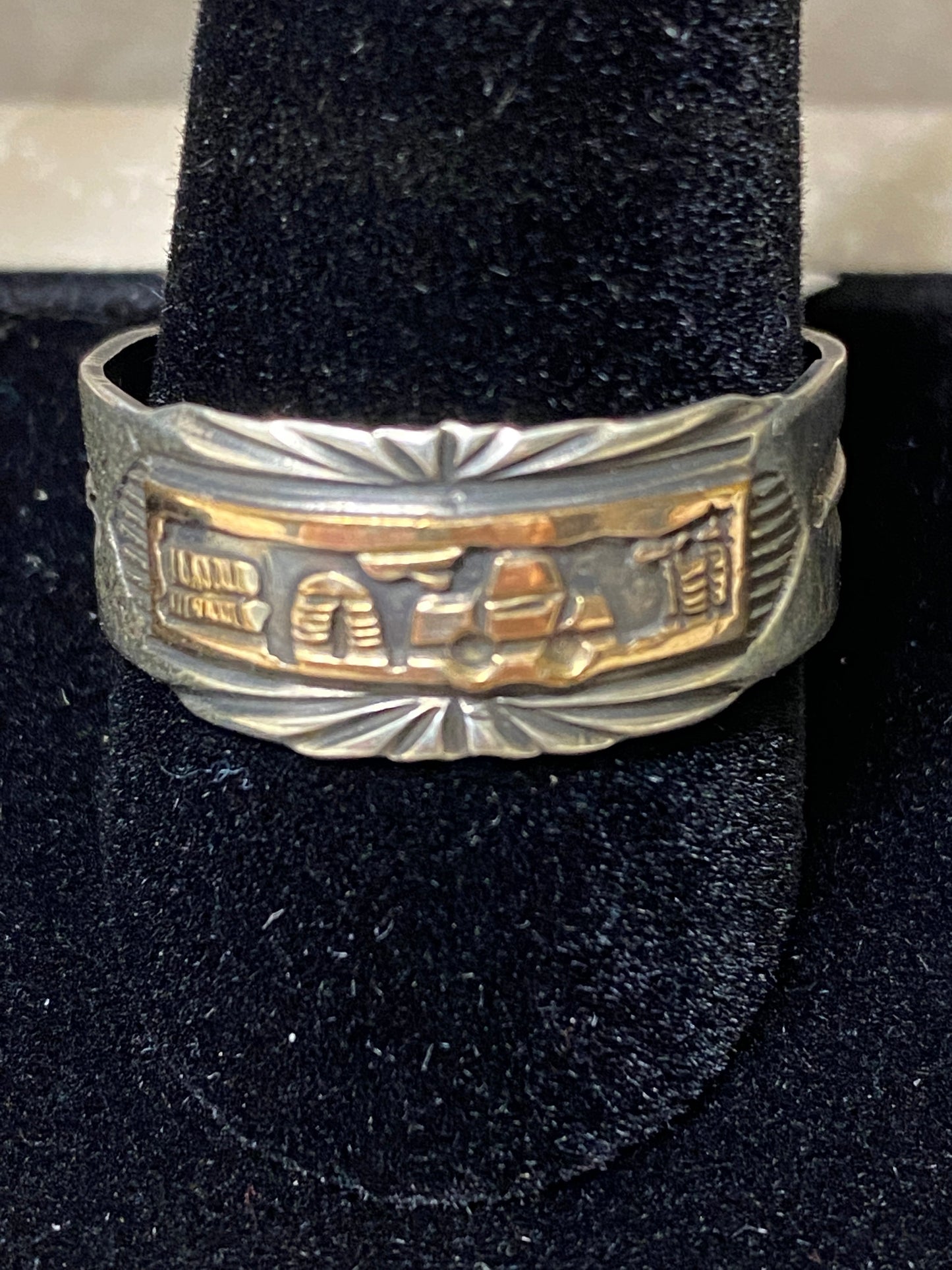 Sterling Silver Copper Story Teller Ring Size 12.5