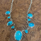 Handmade Sterling Silver & Turquoise Cluster Necklace Signed Nizhoni