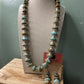 Navajo Sterling Silver Natural Number 8 Turquoise Beaded Necklace Earrings Set