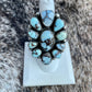 Navajo Sterling Silver And Golden Hills Turquoise Ring Size 7.5 By B Johnson